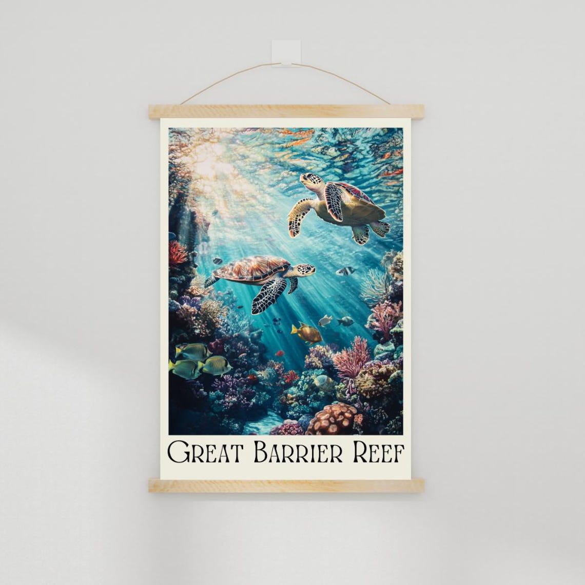 Great Barrier Reef Poster with Sea Turtles over a Coral Reef - Image 2