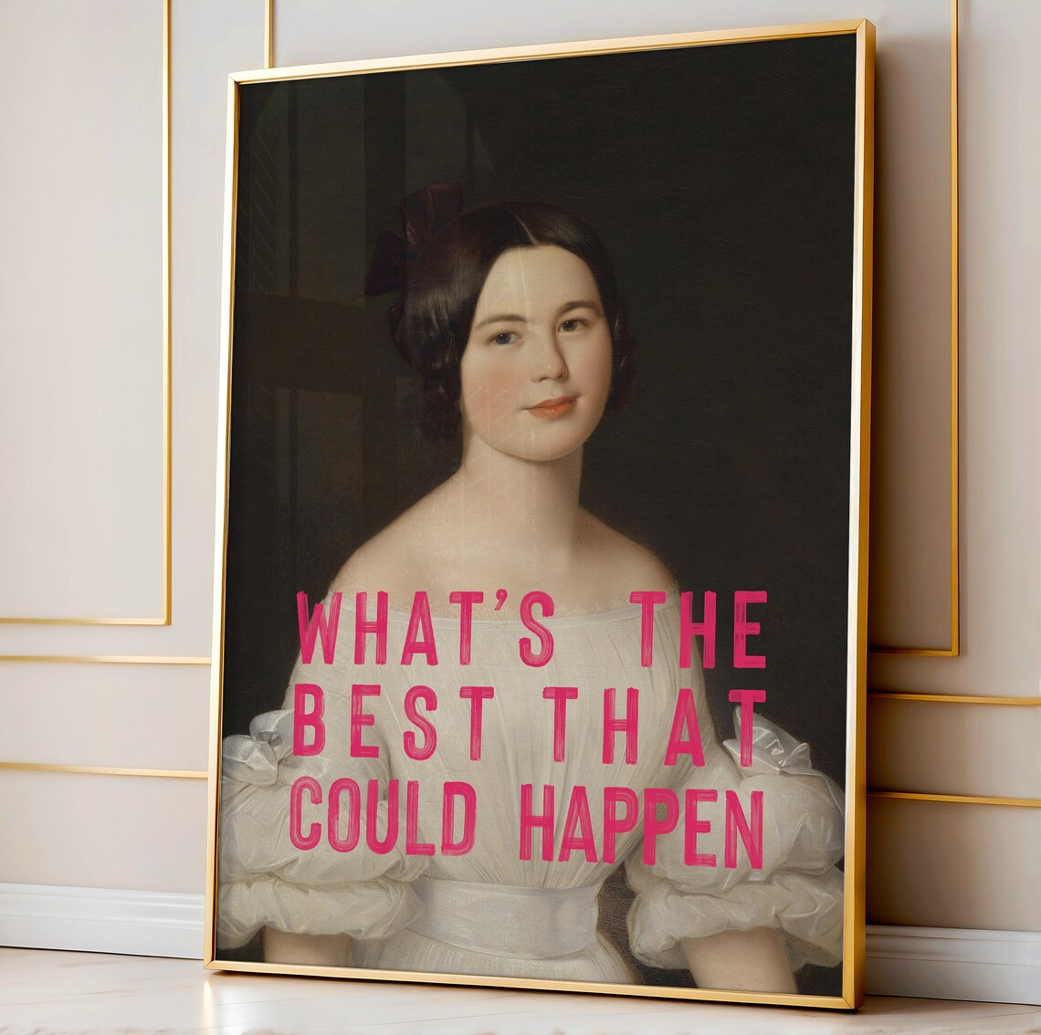What's The Best That Could Happen Inspirational Quote Beige Typography Poster - Image 2