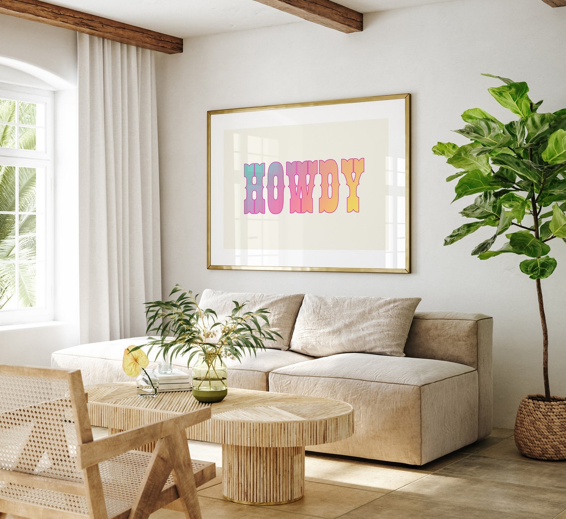 Howdy Wall Art Boho Cowboy Cowgirl Print Cute Western Decor Print Poster - Image 3