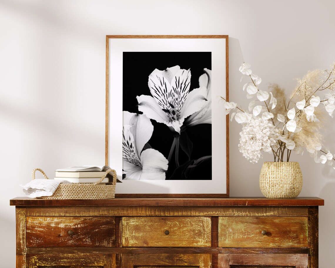Black and White Botanical Floral Wall Art Print - Image 4