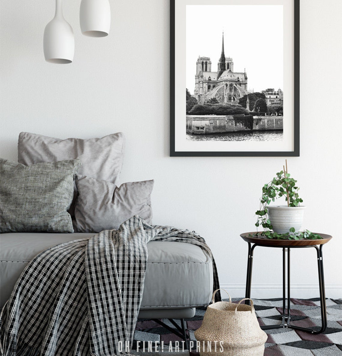 Notre Dame Cathedral Paris Black And White Architecture Poster - Image 2