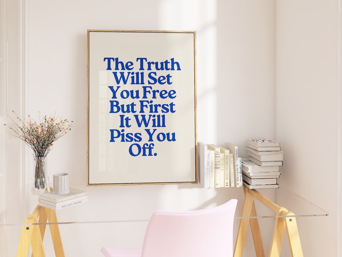 Inspirational Quote Print Art Retro Trendy Wall Art Blue Typography Poster Funny Affirmation A126 - Image 2