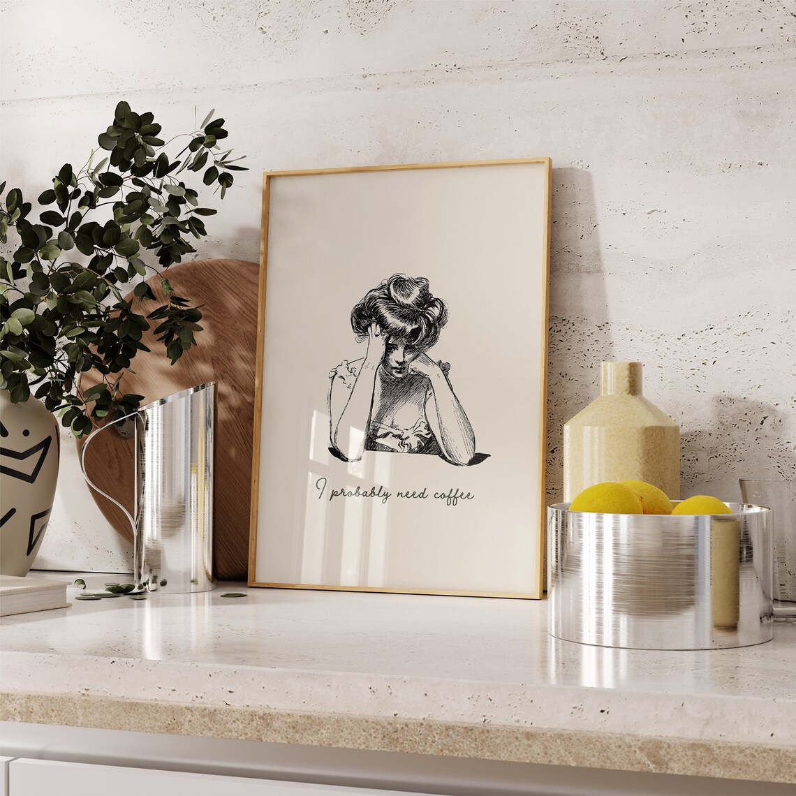 I Probably Need Coffee, Kitchen Wall Art Print - Image 4