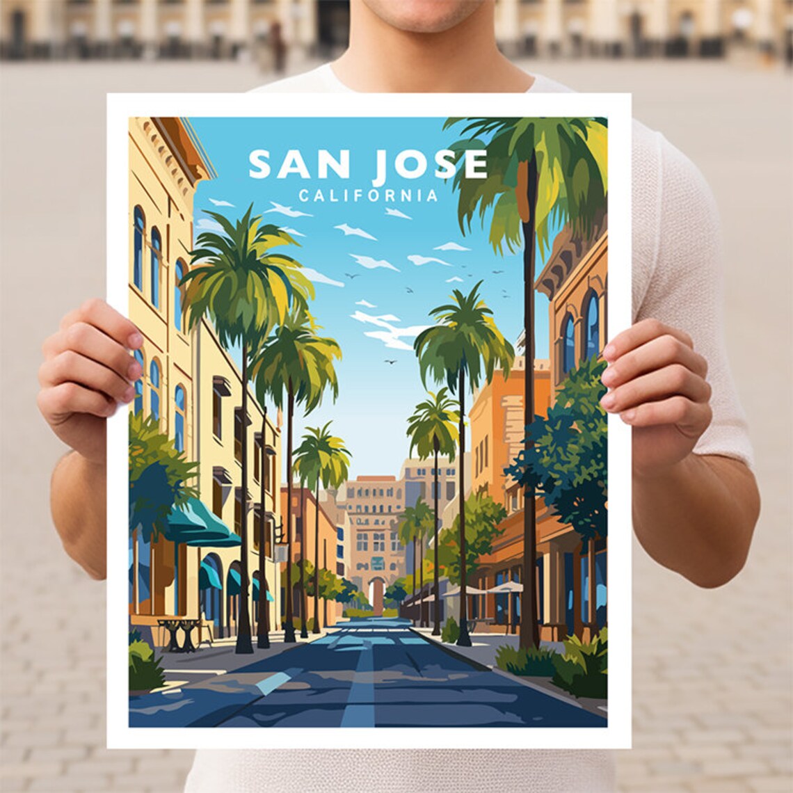 San Jose California Travel Poster, Wall Art Print