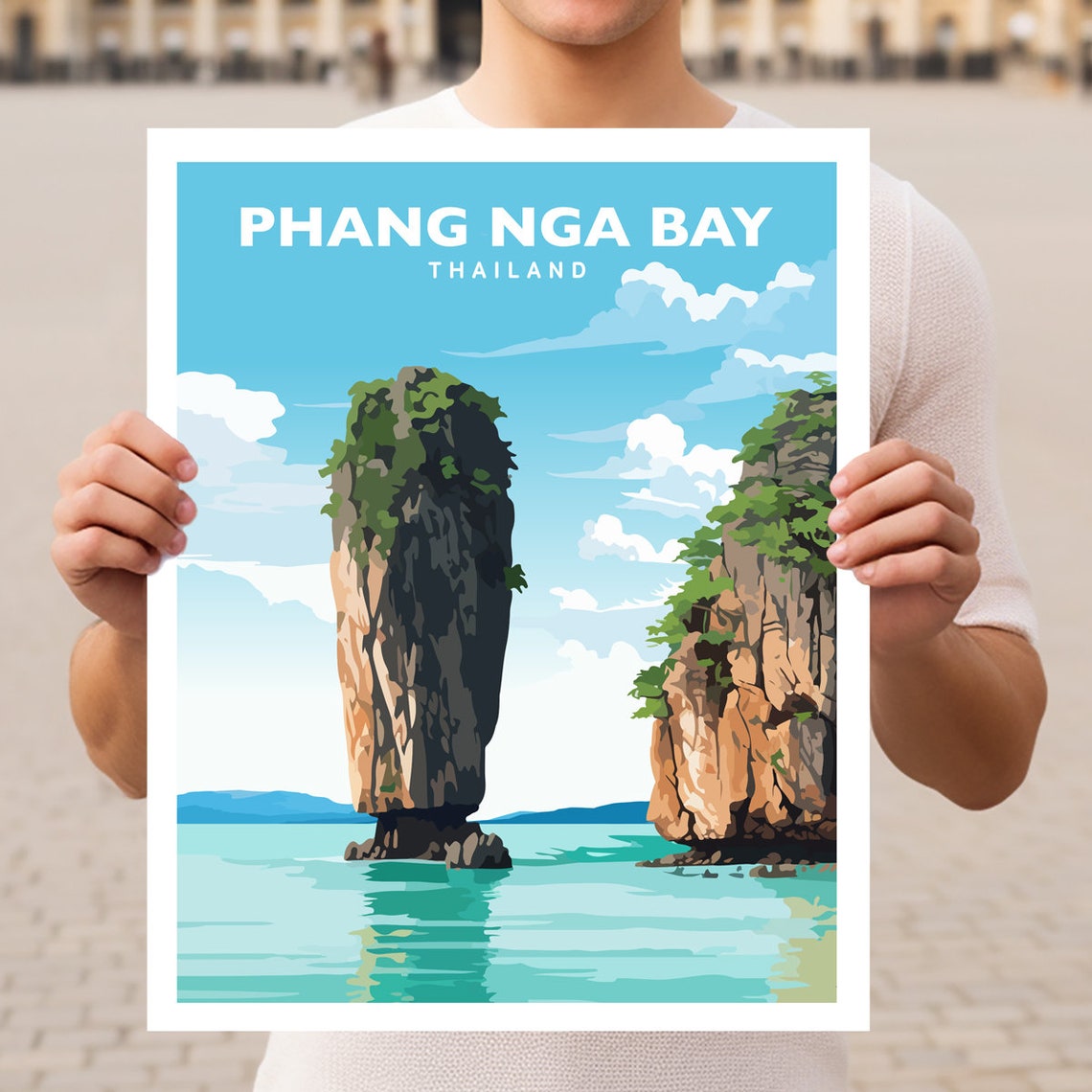 Phang Nga Bay Thailand Karst Sea Stacks Turquoise Sea Poster
