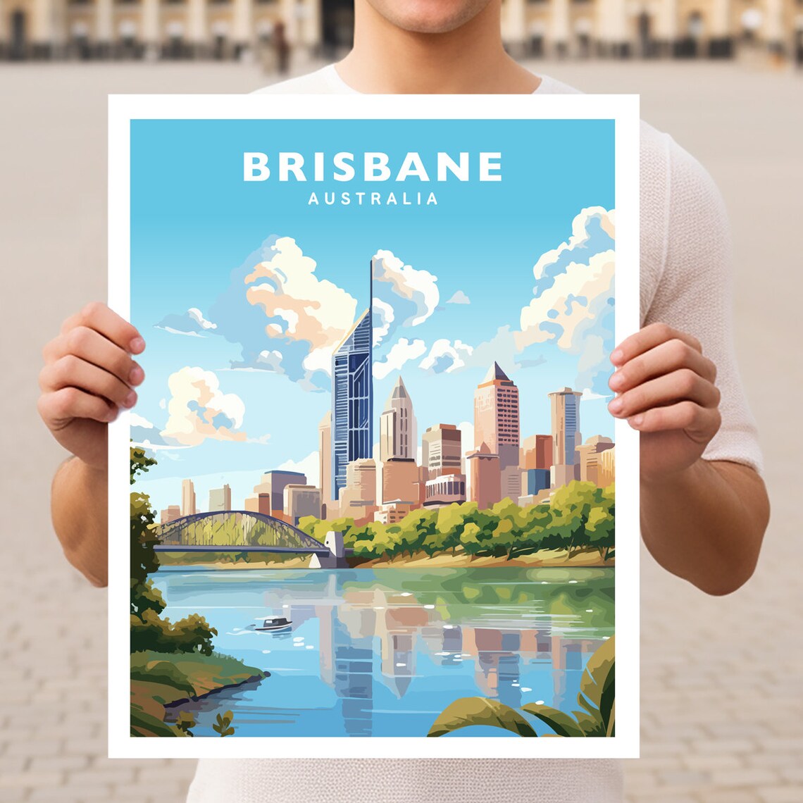 Brisbane Australia Travel Poster, Place Guide Print