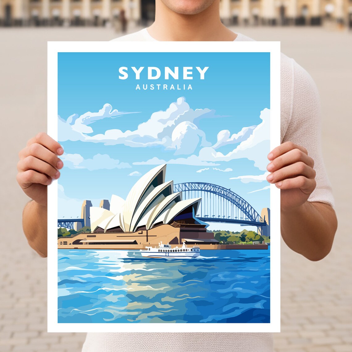 Sydney Australia Travel Poster, Place and City View