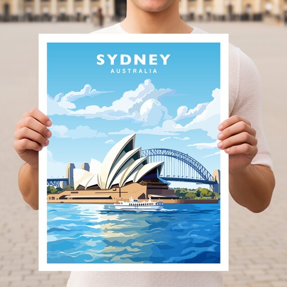 Sydney Australia Travel Poster, Place and City View
