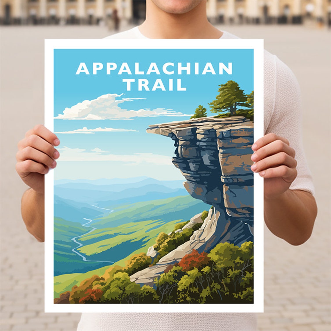 Appalachian Trail Mountain Overlook Valley Sunset Travel Poster