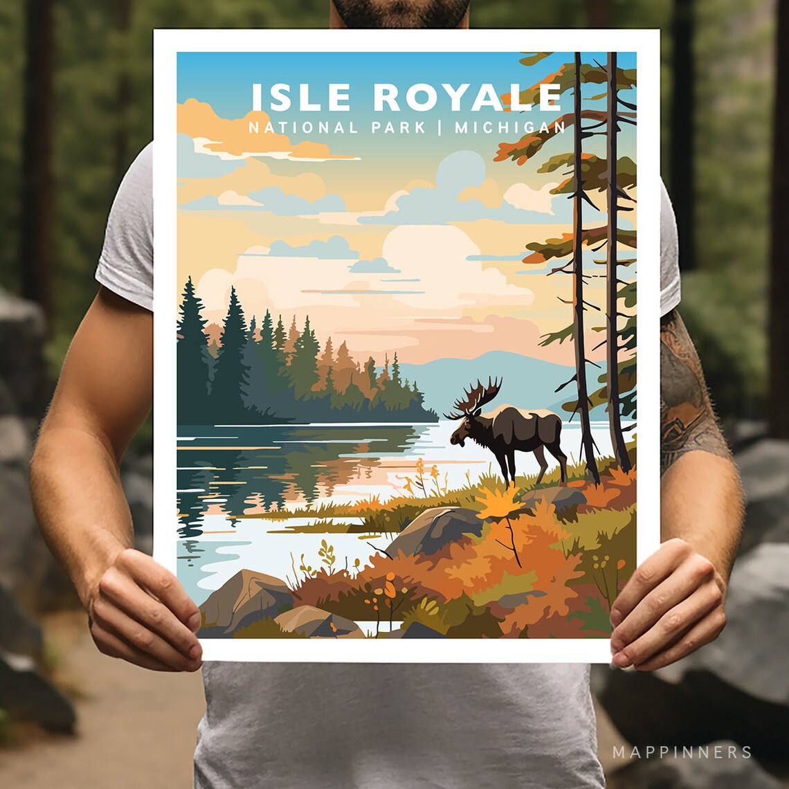 Isle Royale National Park Michigan Travel Poster