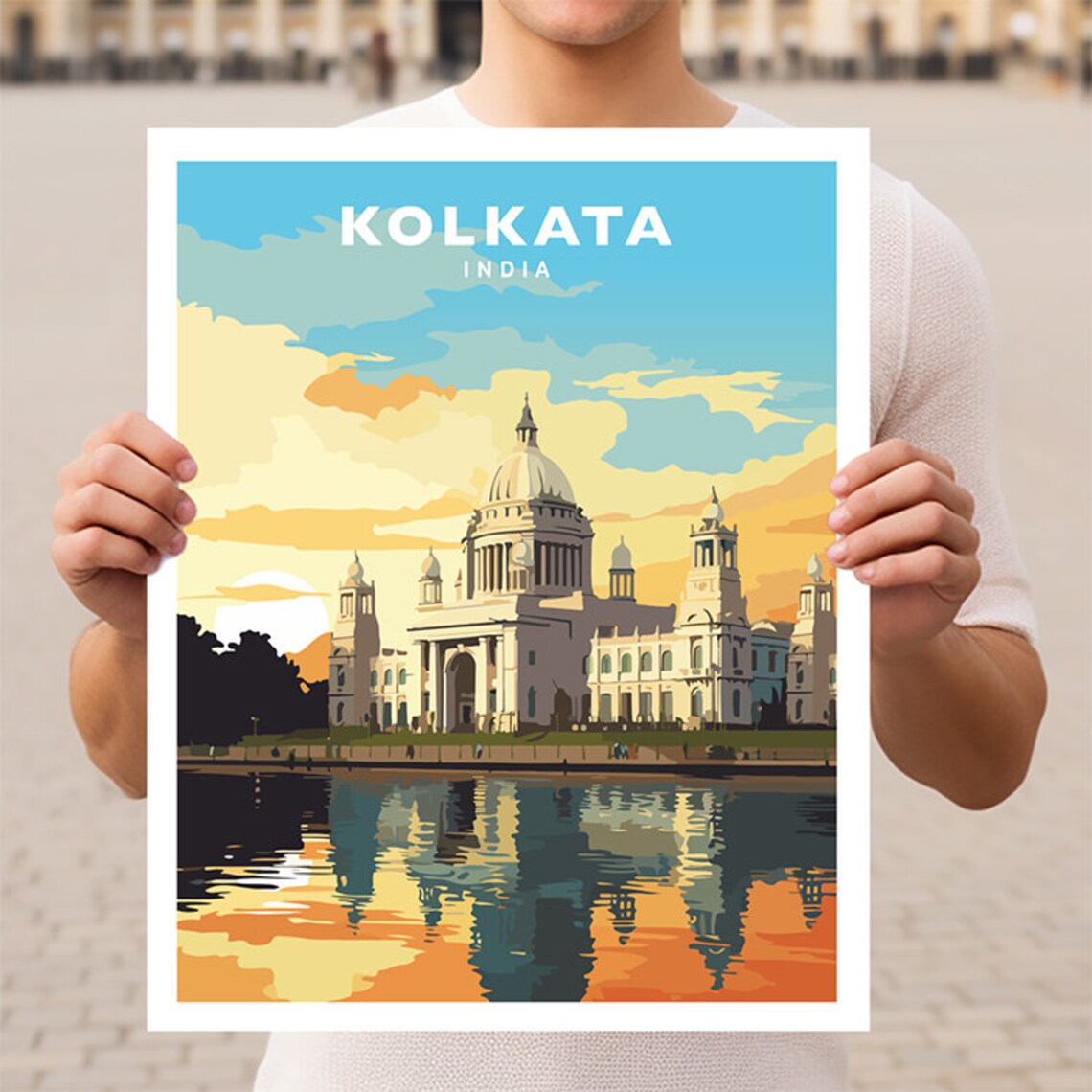Kolkata India Travel Poster, Place Wall Art Print