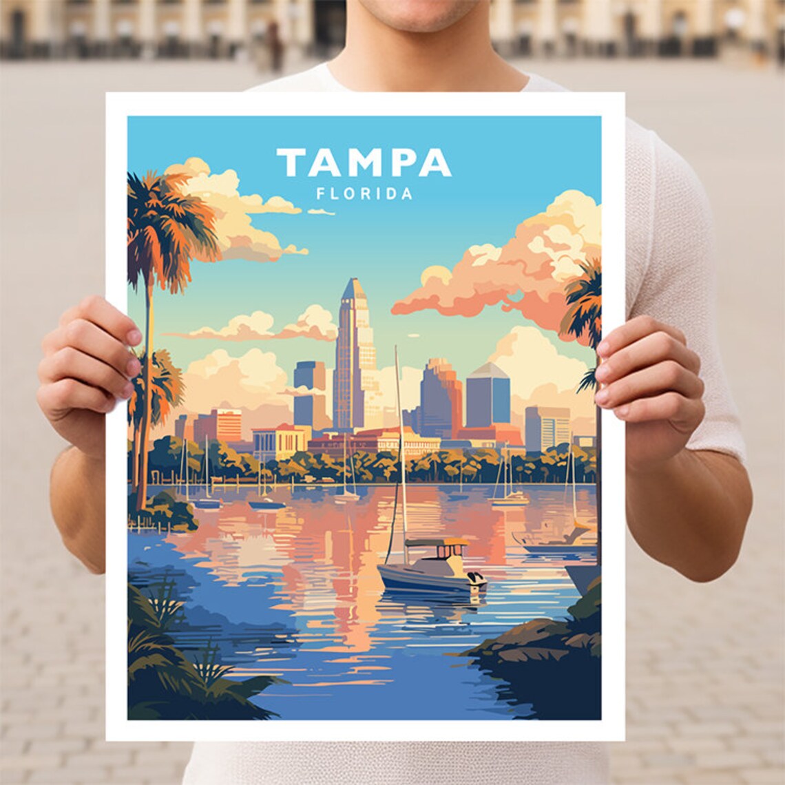 Tampa Florida Travel Poster, USA Wall Art Print
