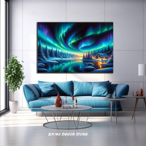 Northern Lights Tempered Glass Northern Lights Print Wall Hangings Unique Landscape Starry Sky Glass Large Wall Art Gift For Her