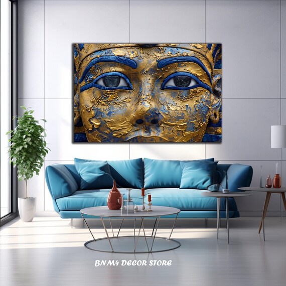 Tempered Glass Wall Art King Tutankhamun Glass Printing Ancient Egypt Pharaoh Decor Housewarming Gifts Pharaoh Glass Wall Hangings