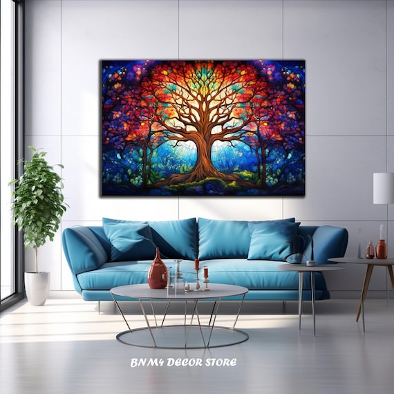 Tempered Glass Wall Art Life Of Tree Glass Stained Wall Art Life Of Tree Large Wall Art Wall Hangings Stained Window Home Decor