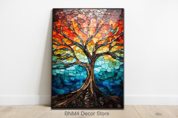 Tempered Glass Wall Art Life Of Tree Glass Stained Wall Art Life Of Tree Large Wall Art Wall Hangings Stained Window Home Decor