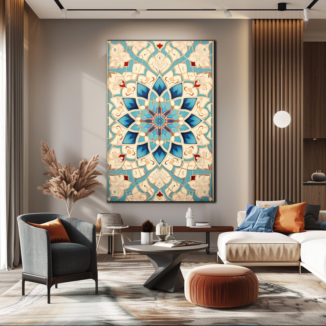 Turkish Patterned Islamic Motifs Art Print, Anatolian Tile