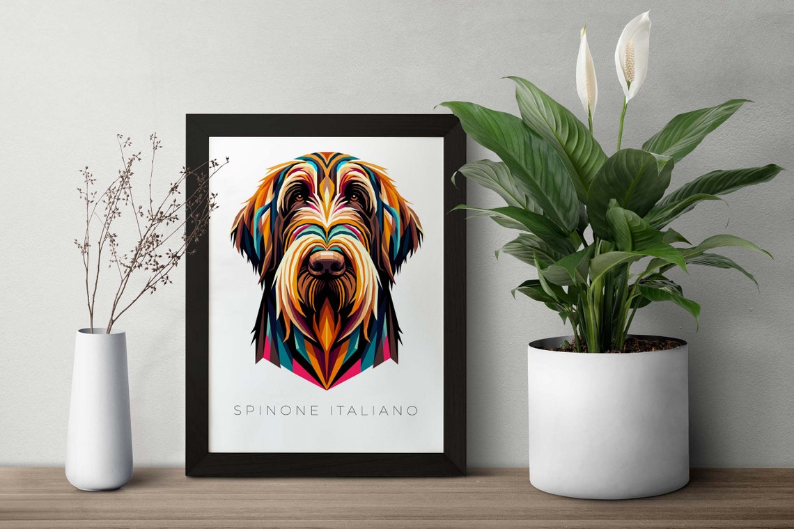 Spinone Italiano Geometric Pop Art Colorful Dog Breed Poster - Image 2