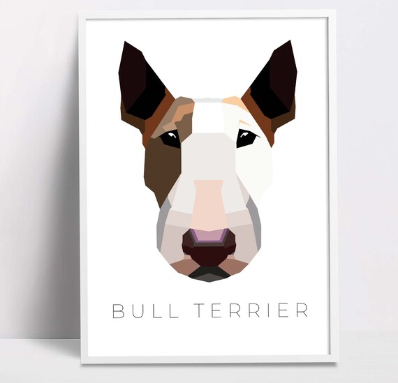 Bull Terrier Geometric Pop Art Print Pet Dog Wall Art Prints Printable Wall Art Dog Poster Print Art