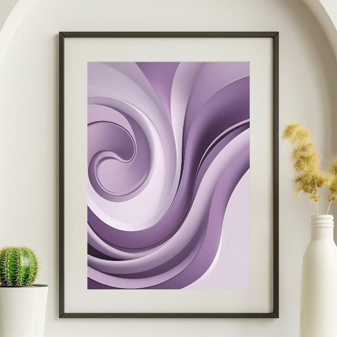 Lilac Spiral Waves Flowing Curves Gentle Modern Abstract Art Poster
