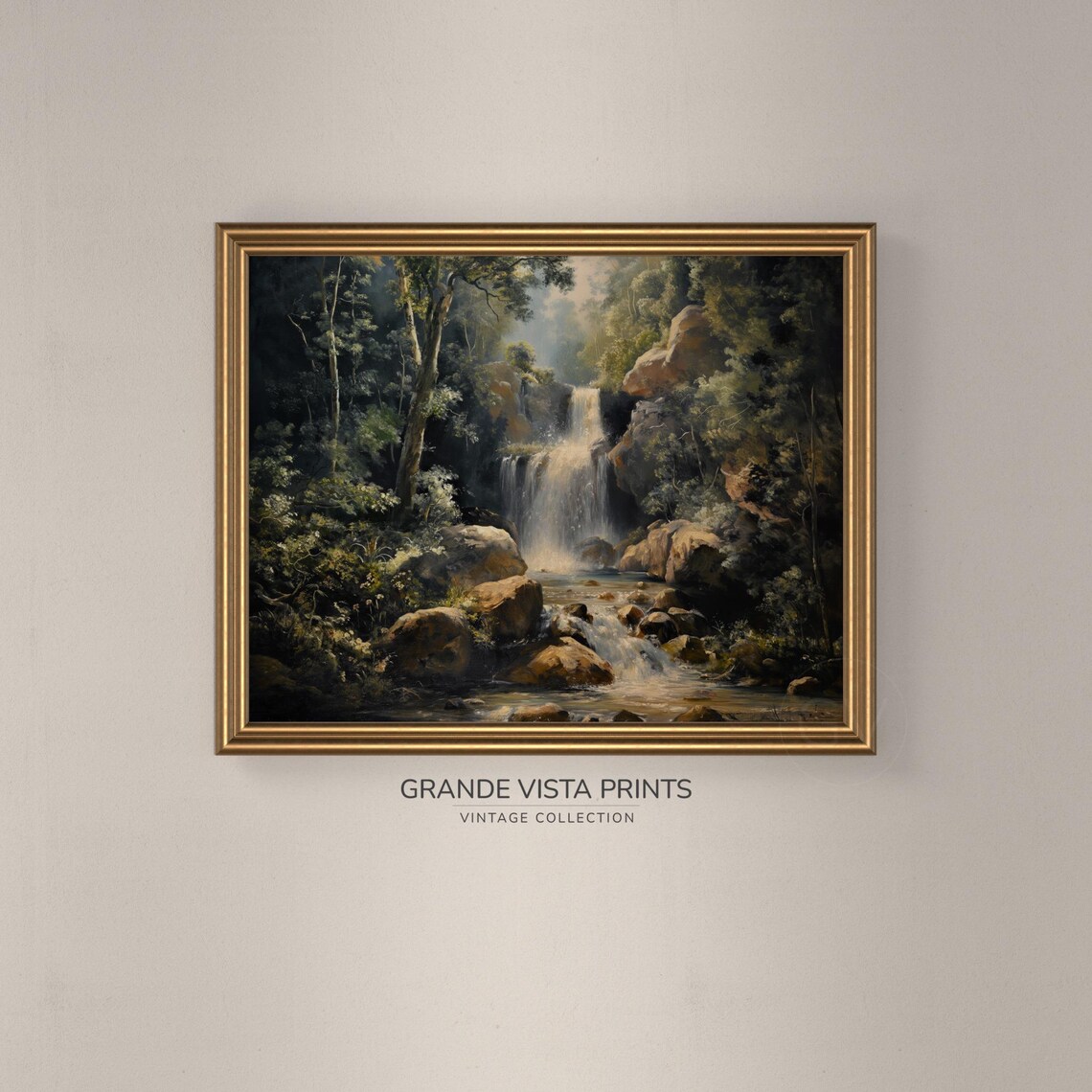 Babbling Brook Waterfall Painting Waterfall Wall Art Instant Forest Waterfall Art Print Gv4223 - Image 3