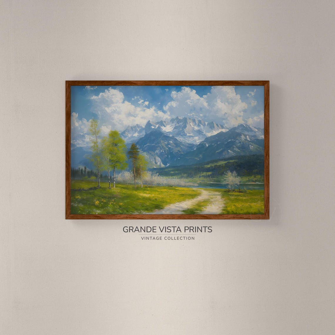 Spring Mountains Vintage Landscape Painting Nature Spring Artwork Instant Art Print Gv4024 - Image 2