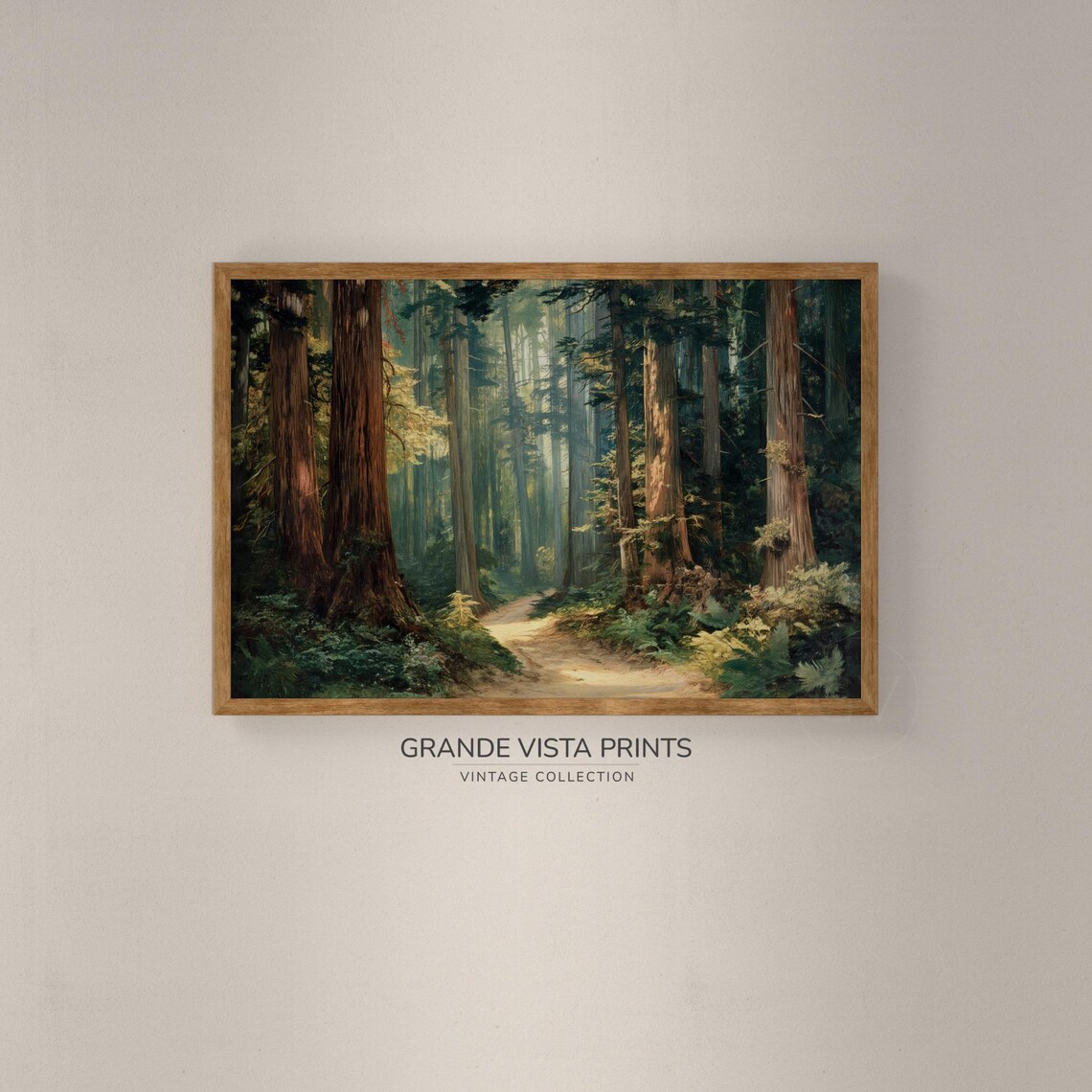 Redwood Forest Path Art Print, Woodland Landscape - Image 2