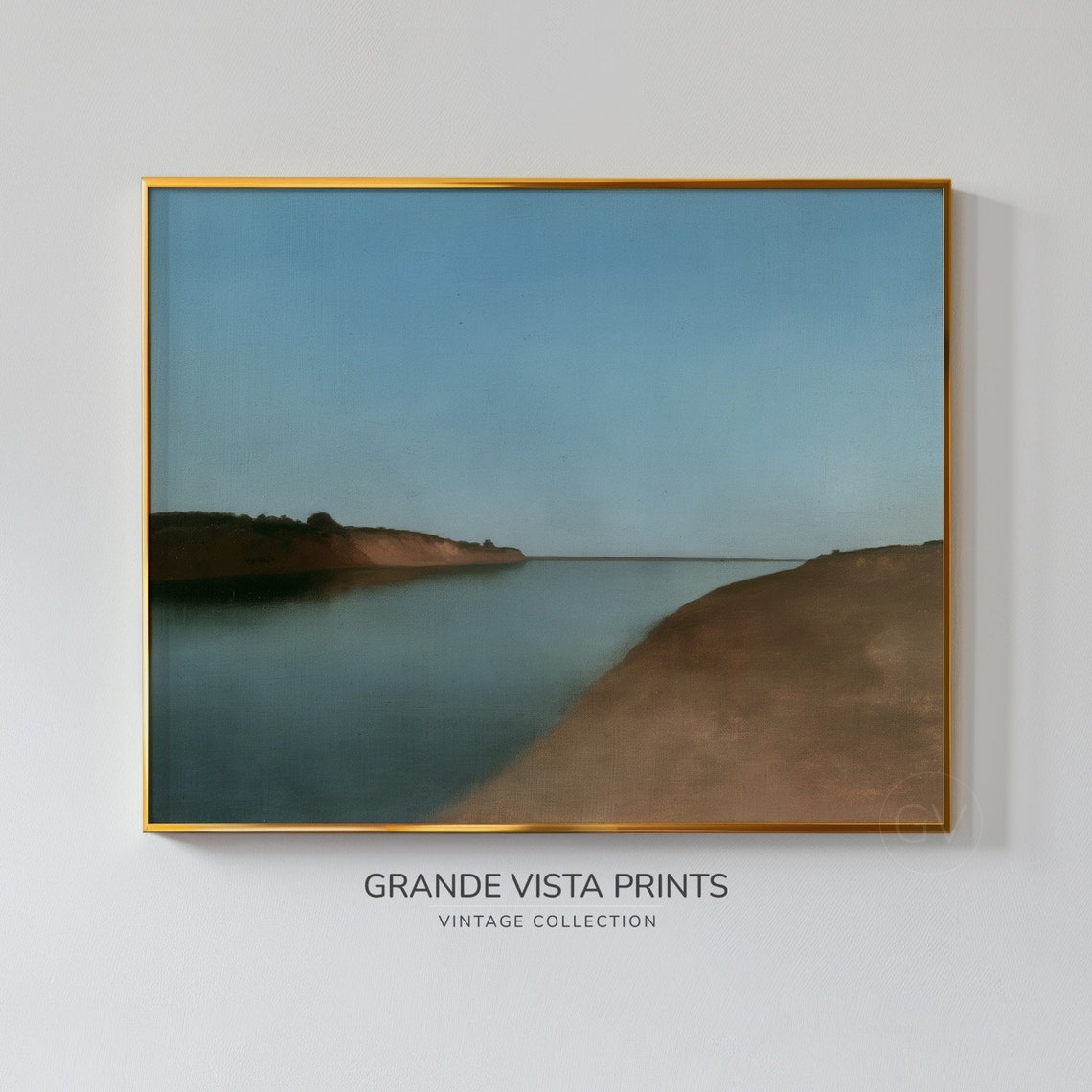 Calm River Inlet Sandbanks Blue Sky Minimalist Waterscape Wall Poster - Image 4