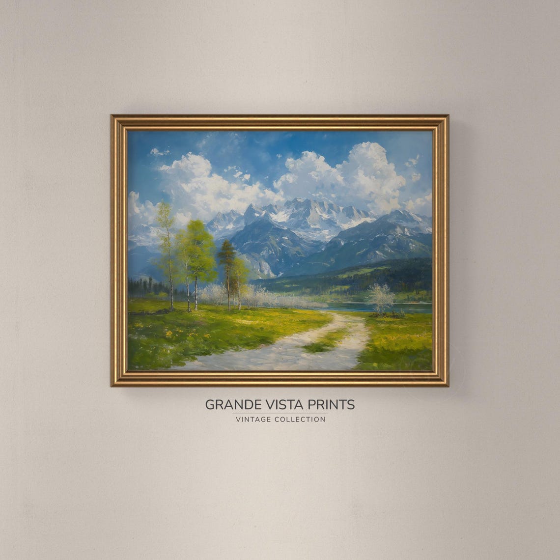 Spring Mountains Vintage Landscape Painting Nature Spring Artwork Instant Art Print Gv4024 - Image 3