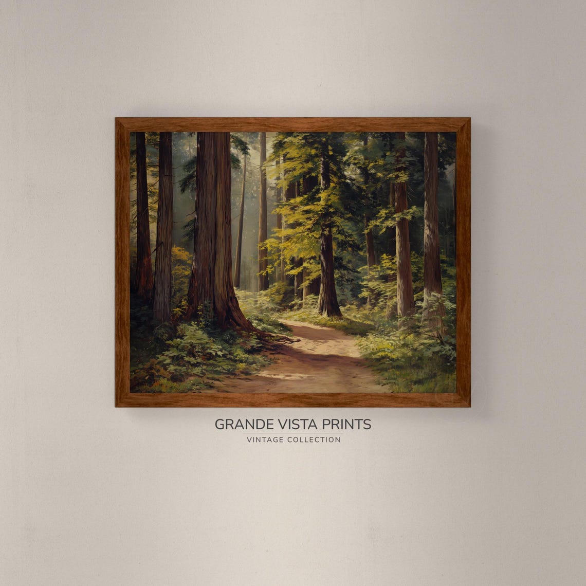 Sunlit Redwood Forest Trail Tall Giants Green Fern Path Travel Poster - Image 4