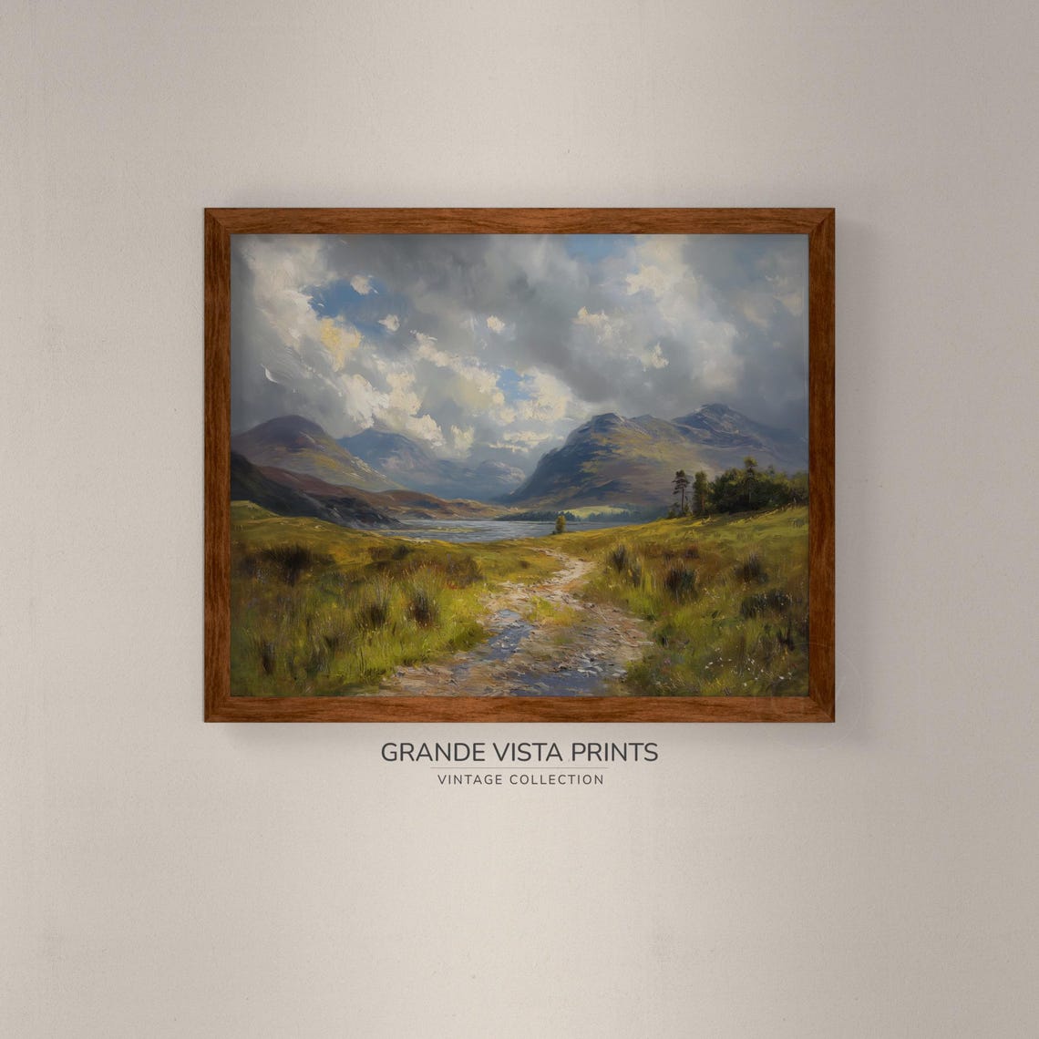 Moody Highland Valley Moor Stream Dramatic Cloud Mountains Poster - Image 4