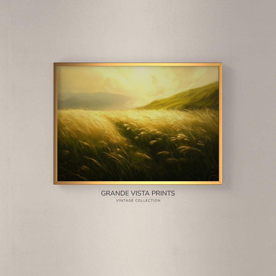Golden Wheat Field Sunset Glow Amber Prairie Evening Landscape Poster