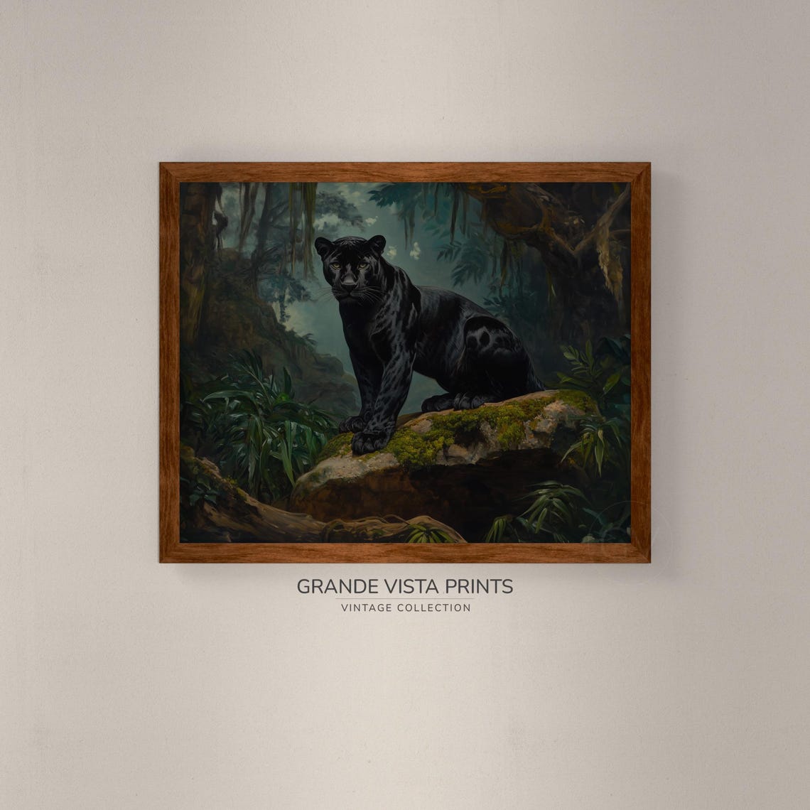 Black Panther Jungle Rock Majestic Big Cat Vintage Wildlife Poster - Image 4