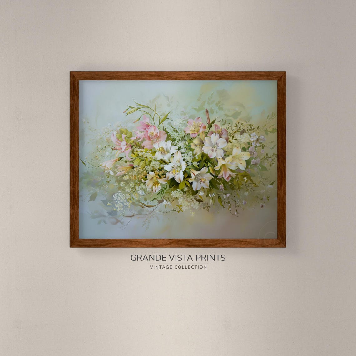 Pink White Alstroemeria Bouquet Spring Floral Still Life Poster - Image 4