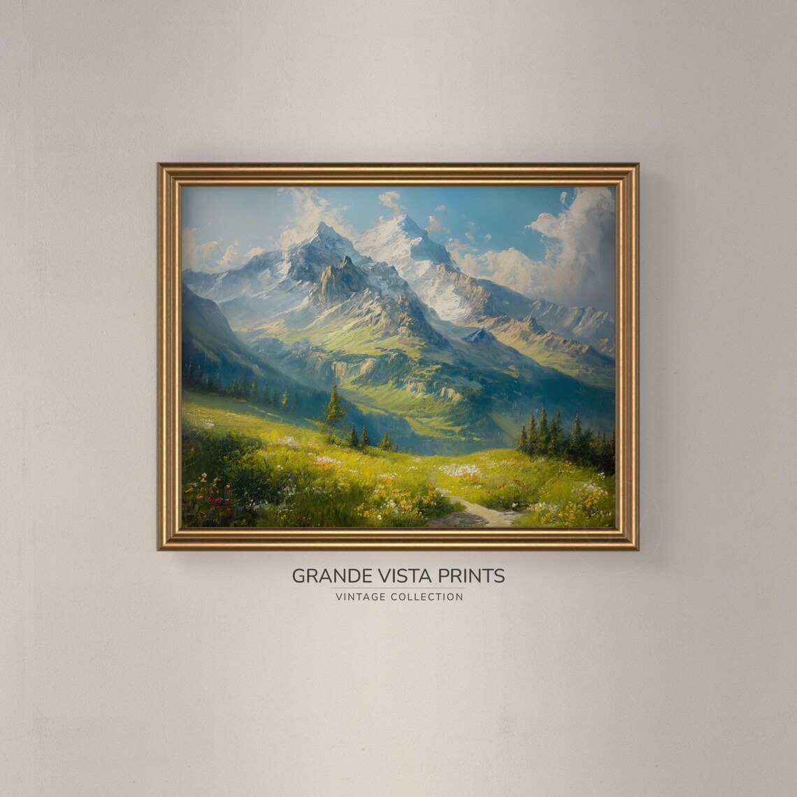 Spring Mountain Landscape Painting, Landscape Art Print - Image 3