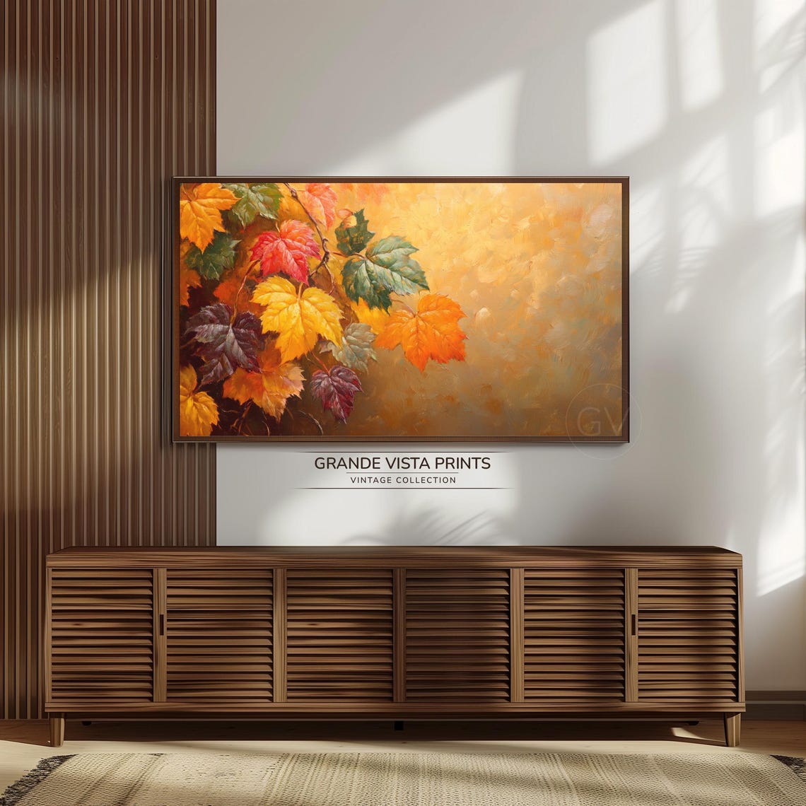 Maple Leaves Branch Golden Textured Fall Foliage Painting Poster - Image 3
