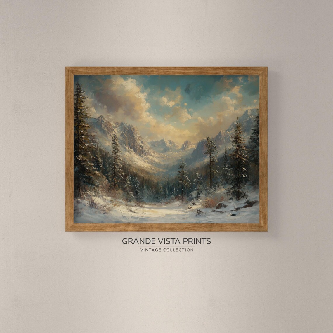 Winter Mountain Valley Landscape Winter Forest Landscape Artwork Winter Mountain Forest Painting Gv4754 - Image 4