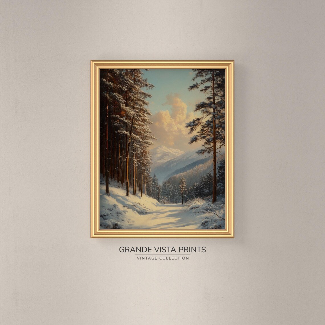 Winter Mountain Forest Wall Art Winter Mountain Forest Landscape Artwork Winter Mountain Landscape Art Print Gv4785 - Image 3
