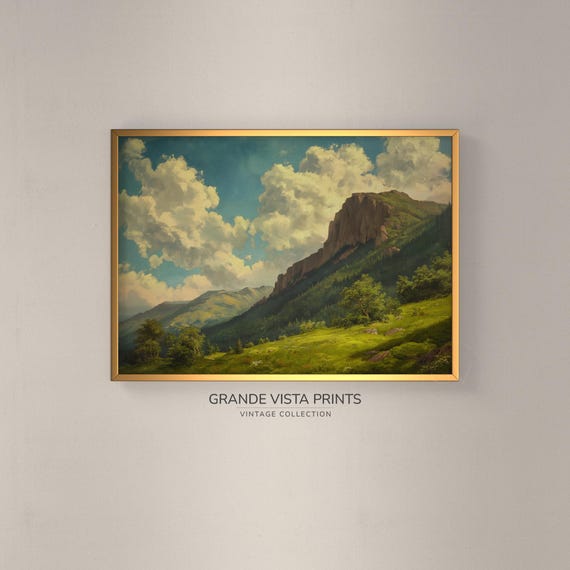 Evergreen Mountain Landscape Painting Wall Art Instant Landscape Artwork Gv4213
