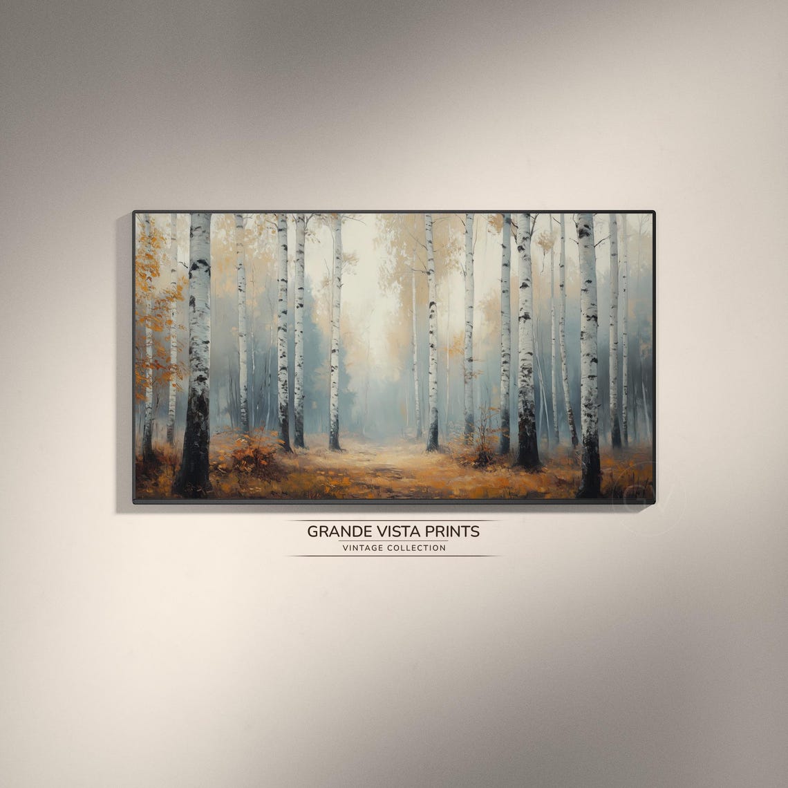 Pale Misty Birch Forest Soft Beige Minimal Autumn Vintage Poster