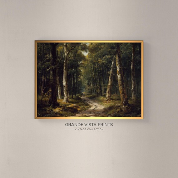 Deep Forest Path Landscape Painting Instant Forest Painting Wall Art Print Gv4016