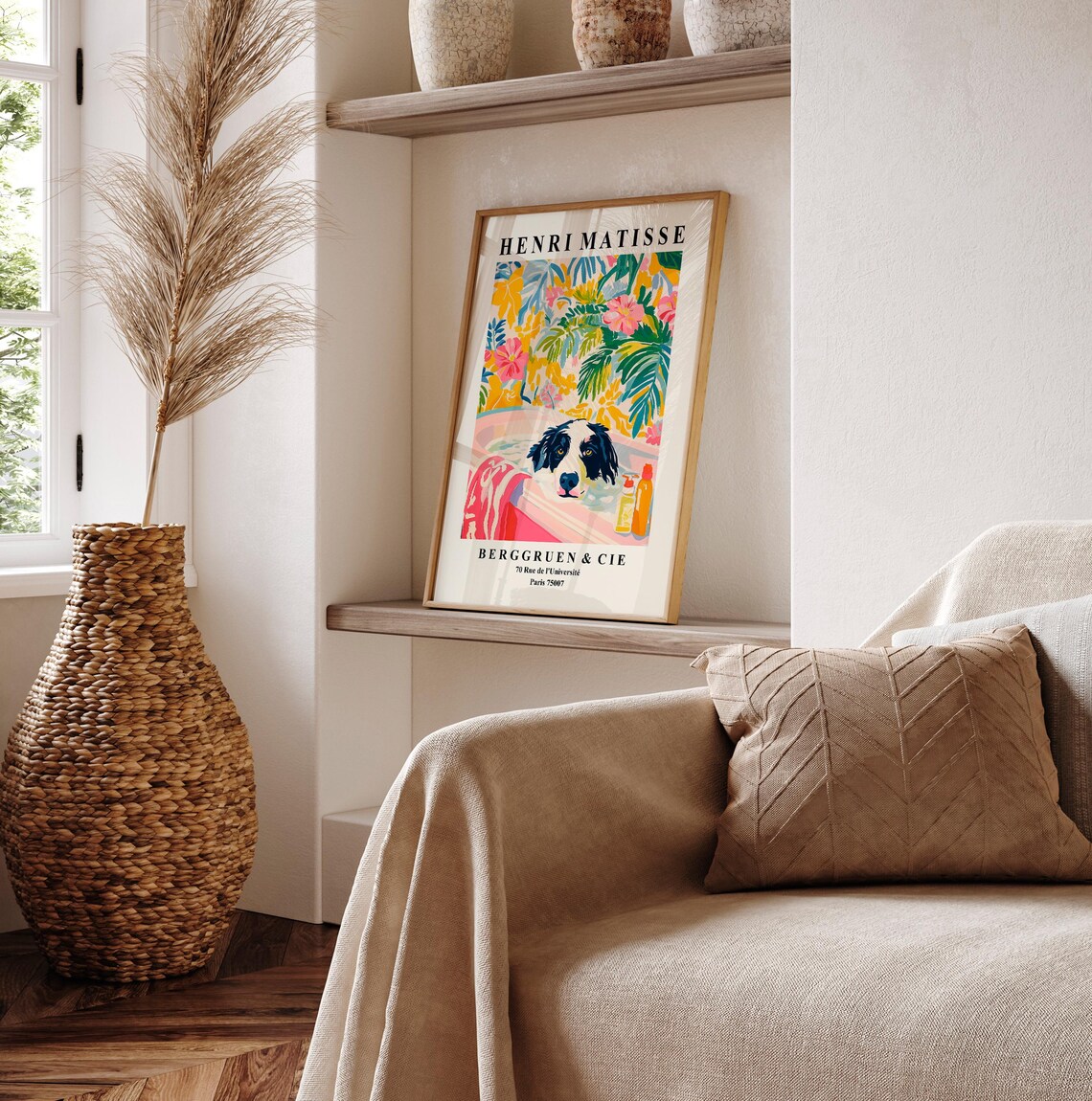 Border Collie Aesthetic Bathroom Decor, Boho Art Print - Image 2