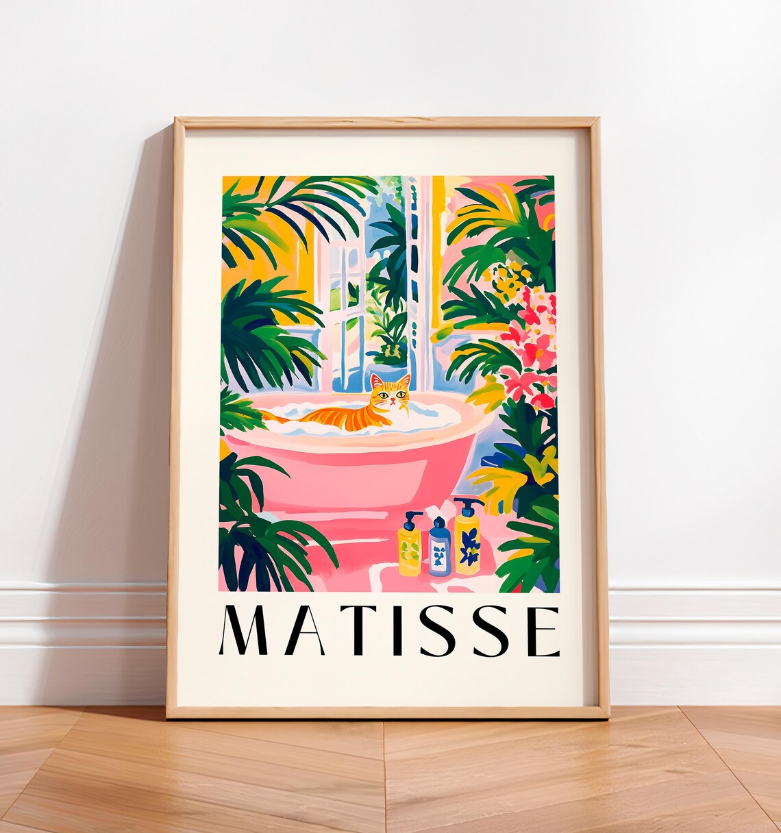 Tabby Cat In A Bathtub, Matisse-Inspired Art Print