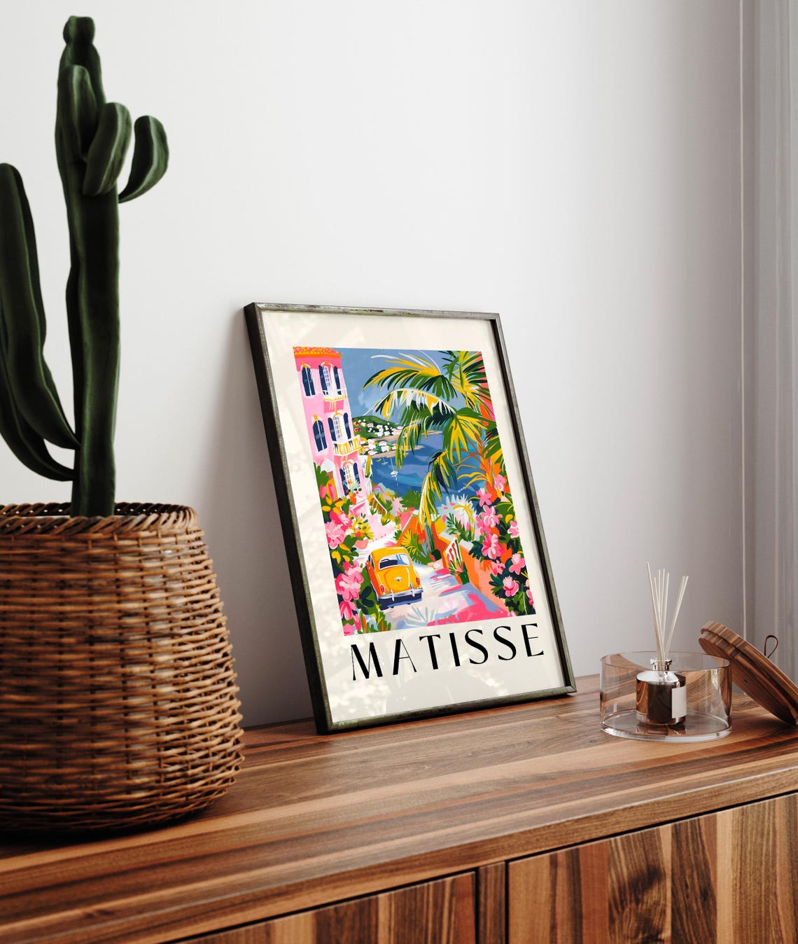 Matisse Style Pink Villa Yellow Car Coastal Road Summer Art Poster - Image 4
