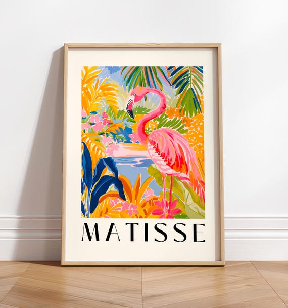 Pink Flamingo Floral Henri Matisse Poster Print