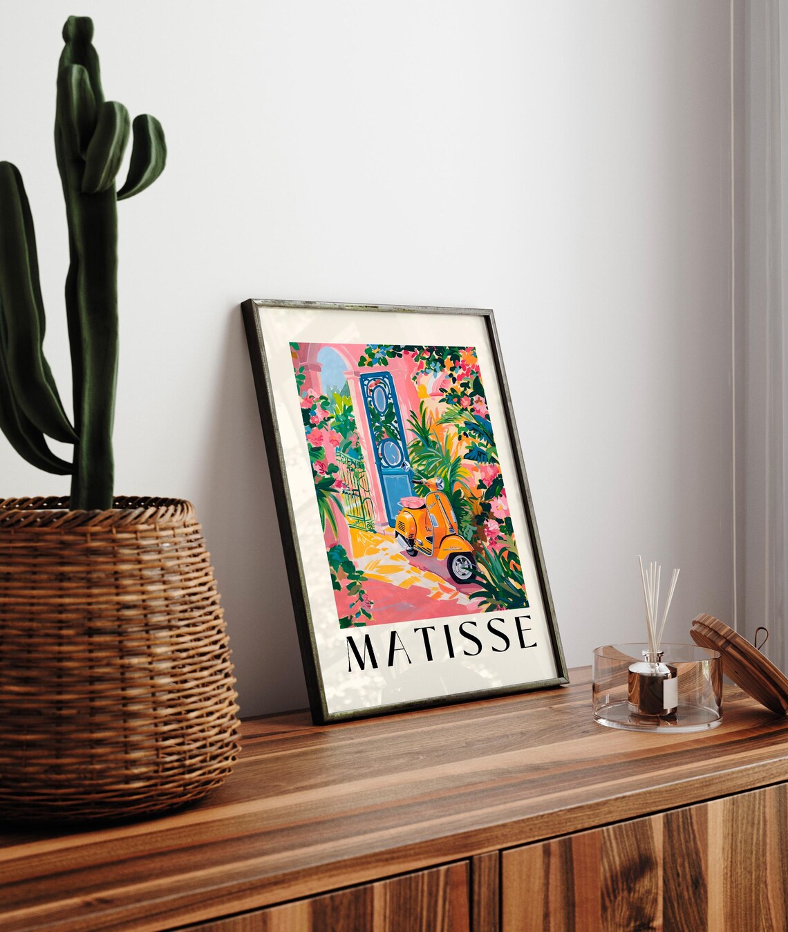 Matisse Style Yellow Vespa Scooter by Blue Door Garden Art Poster - Image 3