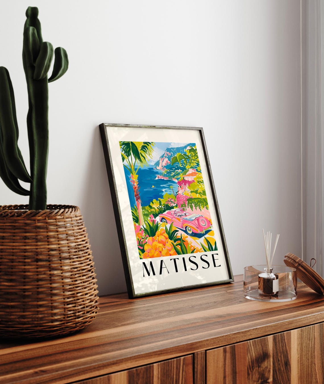 Matisse Style Pink Convertible Coastal Cliffs Sea Drive Poster - Image 3