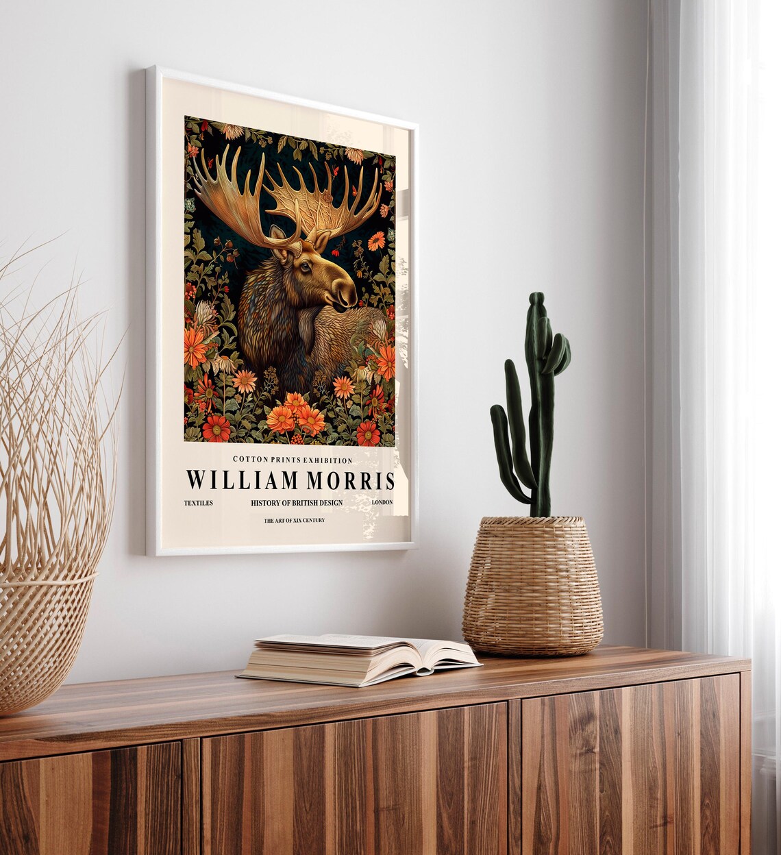 William Morris Moose Print, Dark Cottagecore Poster - Image 5