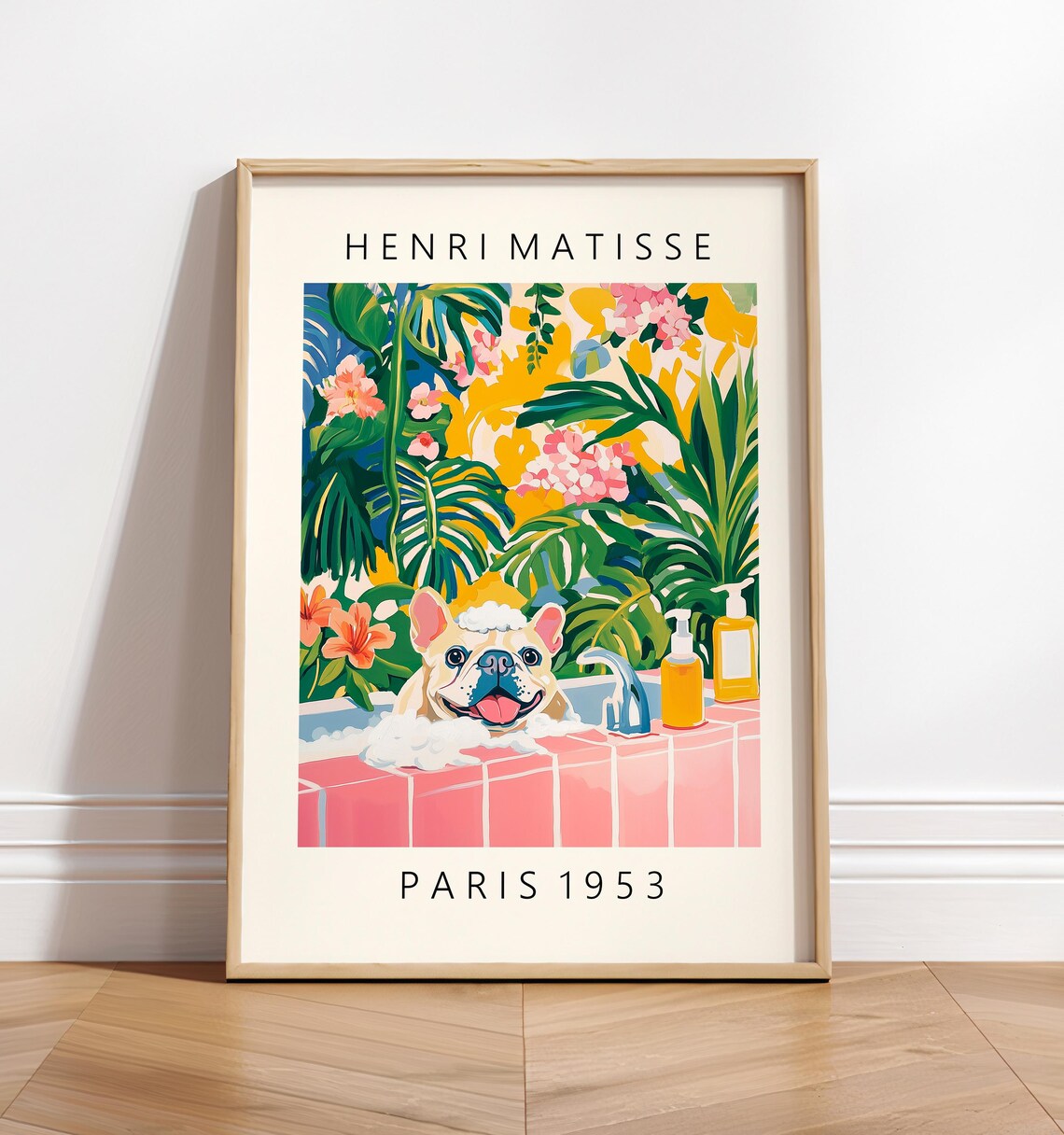French Bulldog Matisse-Inspired Mid-Century Art Print