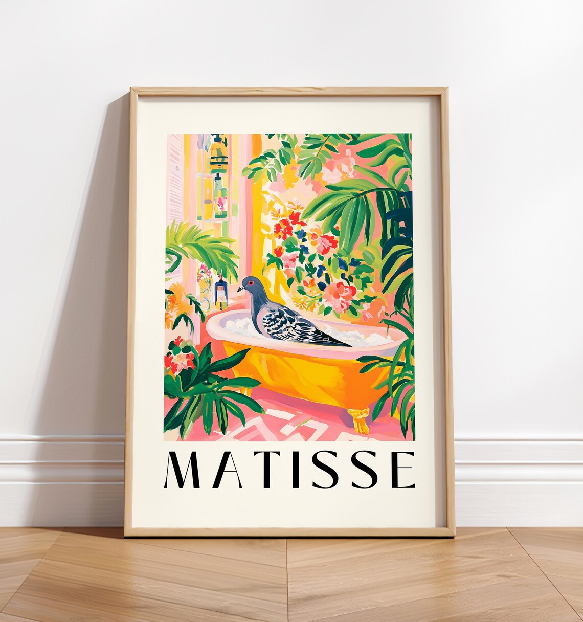 Pigeon In Bathtub Funny Bathroom Art Print